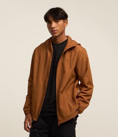 Campera Rompevientos con Capucha y Bolsillo con Cierre