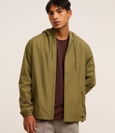 Campera Rompevientos con Capucha y Bolsillo con Cierre
