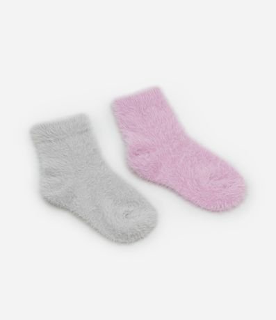 Kit 02 Medias Infantiles en Chenille con Bordado Corazón - Talle 23 al 34 2