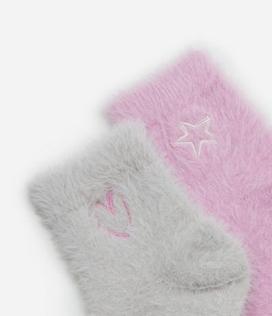 Kit 02 Medias Infantiles en Chenille con Bordado Corazón - Talle 23 al 34 4