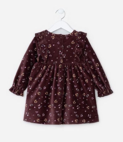 Vestido Infantil en Terciopelo con Estampa Floral - Talle 1 a 5 años 3