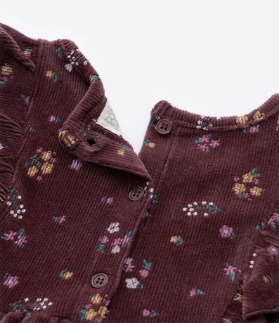 Vestido Infantil en Terciopelo con Estampa Floral - Talle 1 a 5 años 5