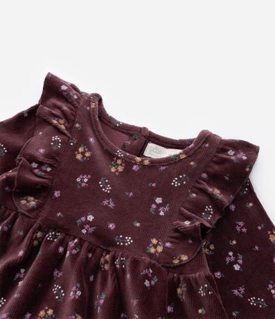 Vestido Infantil en Terciopelo con Estampa Floral - Talle 1 a 5 años 7