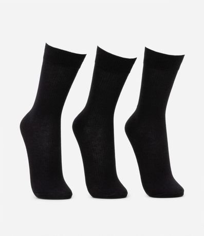 Kit 03 Medias Caña Larga en Algodón con Textura Acanalada 2