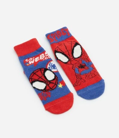 Kit 02 Medias Infantiles Cano Mediano con Estampa Spidey - Talle 19 a 30