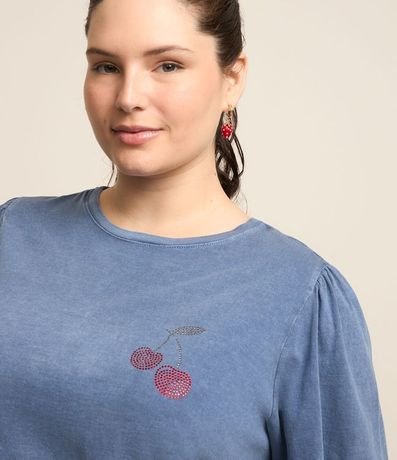 Blusa en Algodón con Cereza de Strass Curve & Plus Size 3