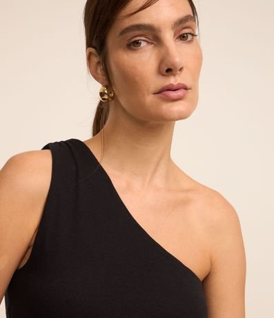 Vestido Midi en Rib con Hombro Único 4