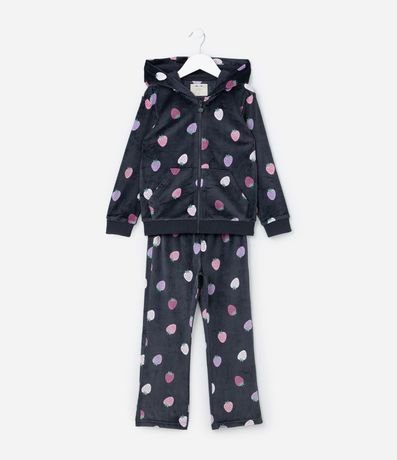 Conjunto Infantil en Plush con Estampa Frutillas - Talle 1 a 5 años