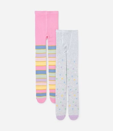 Kit 02 Panti Medias Infantiles con Rayas y Lunares - Talle P al G