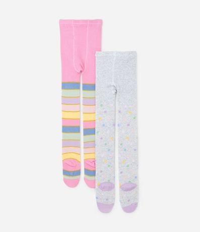 Kit 02 Panti Medias Infantiles con Rayas y Lunares - Talle P al G 2