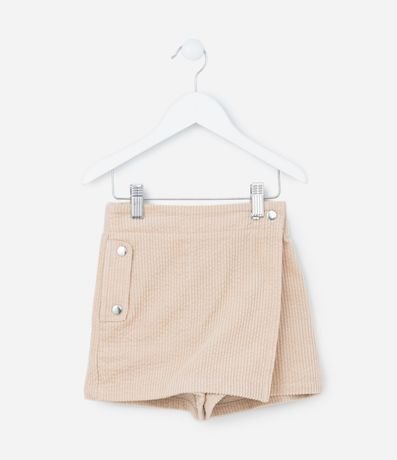 Short Pollera Infantil en Terciopelo con Detalle de Botones - Talle 5 a 14 años