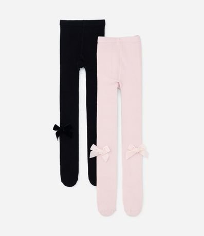 Kit 02 Medias Can Can Infantiles con Moña Aplicado - Talle PP al G 1