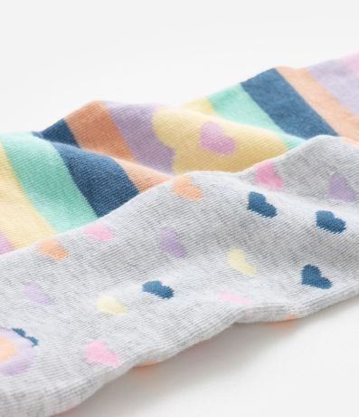 Kit 02 Medias Can Can Infantiles con Rayas y Corazones - Talle P a G 3