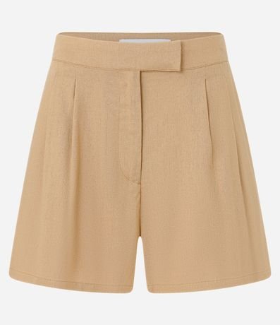 Short Corto en Viscosa en Lino con Pliegues y Bolsillos 4