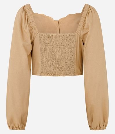 Blusa Cropped en Viscosa y Lino con Botones 5