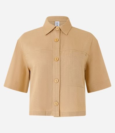 Camisa Corta en Viscosa y Lino con Bolsillos 4