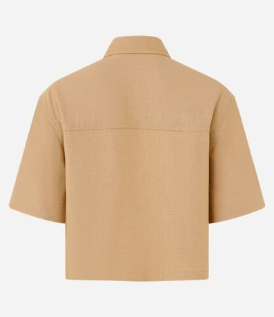 Camisa Corta en Viscosa y Lino con Bolsillos 5