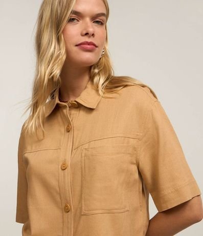 Camisa Corta en Viscosa y Lino con Bolsillos 3