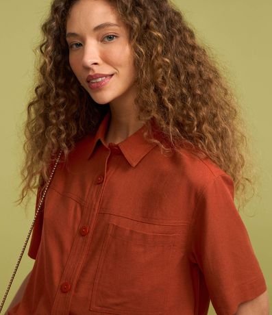 Camisa Corta en Viscosa y Lino con Bolsillos 5