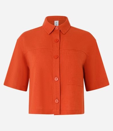 Camisa Corta en Viscosa y Lino con Bolsillos 4