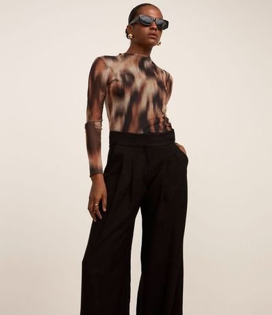 Pantalón Sastrería Wide Leg Cintura Alta con Pliegues 2