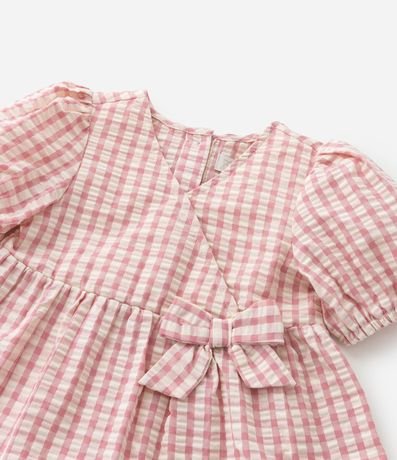 Vestido Infantil con Moña y Estampa de Cuadros Vichy - Talle 1 a 5 años 6