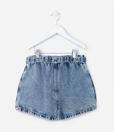 Short Pollera Infantil Jeans Plegado con Cinturón - Talle 5 a 14 años 2