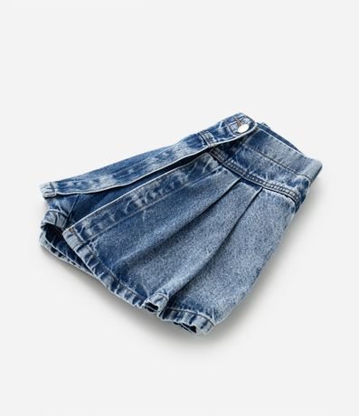 Short Pollera Infantil Jeans Plegado con Cinturón - Talle 5 a 14 años 5