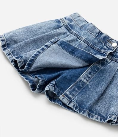 Short Pollera Infantil Jeans Plegado con Cinturón - Talle 5 a 14 años 6