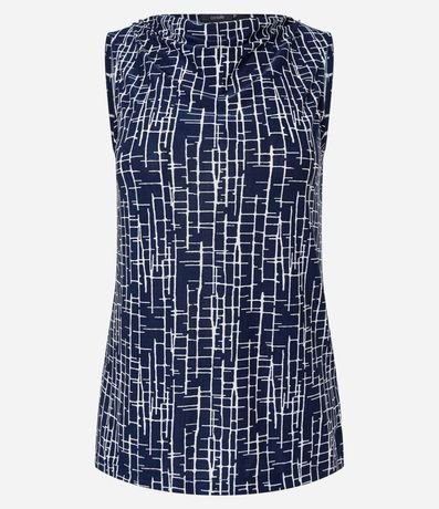 Blusa en Microfibra con Escote Degagê y Estampado Geométrico 4