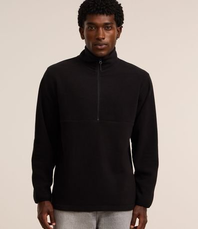 Saco en Fleece con Cuello Alto y Cremallera