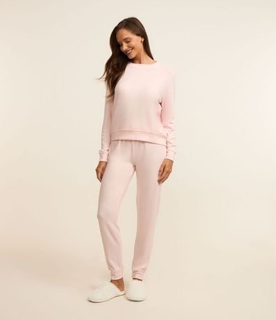 Pijama Largo en Tricot y con Detalle de Lazo en la Cintura