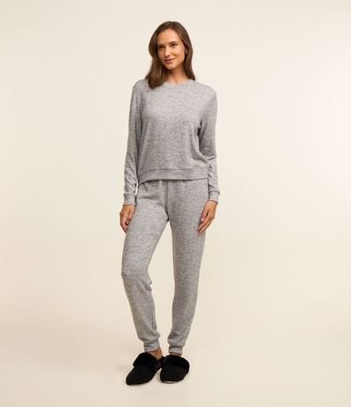 Pijama Manga Larga en Tricot con Detalle en la Cintura