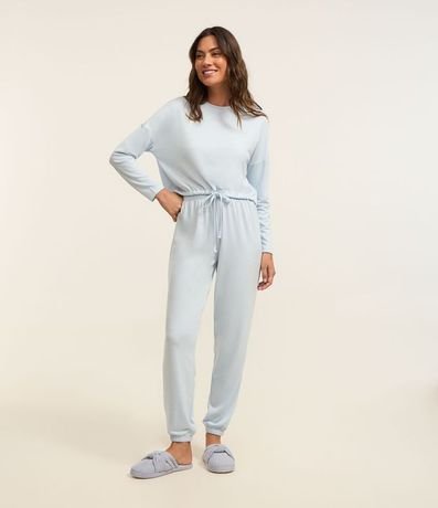 Pijama Largo en Poliviscose con Lazo en la Parte Baja