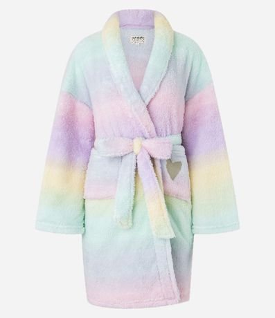Bata de Baño Manga Larga en Fleece Listrado