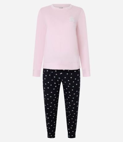 Pijama Largo con Estampa de Patitas de Perro