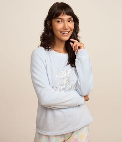 Pijama Largo Fleece con Estampa Love Is In The Air