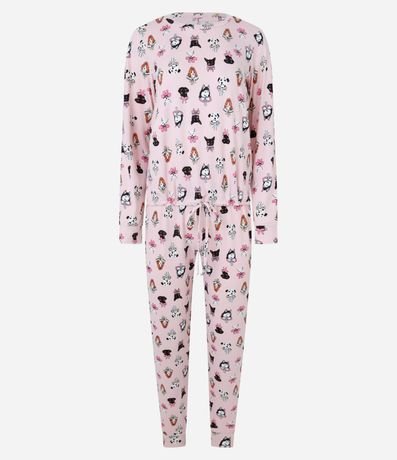 Pijama Largo con Toque Suave y Estampa de Perro