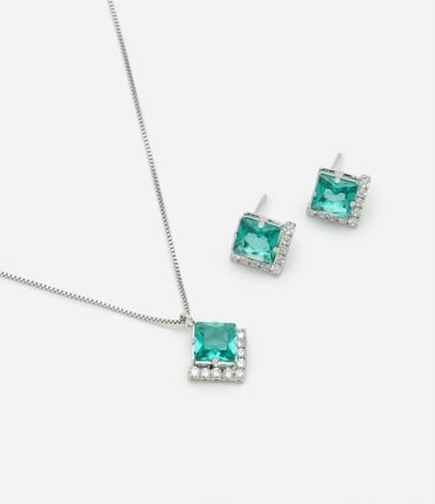 Conjunto de Collar y Caravana en Zirconia Cuadrados 1