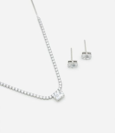Conjunto de Collar en Circonita con Colgante y Caravana Punto de Luz