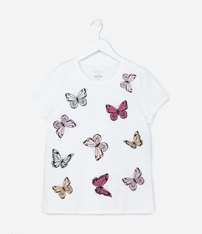 Remera Infantil con Estampa de Mariposas - Talle 5 a 14 años