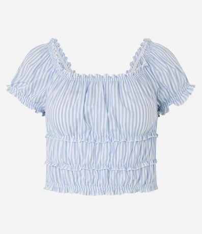 Blusa en Tricolina con Escote Elástico y Detalles Frufru 5