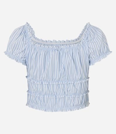 Blusa en Tricolina con Escote Elástico y Detalles Frufru 6