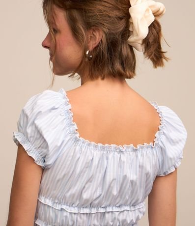 Blusa en Tricolina con Escote Elástico y Detalles Frufru 3