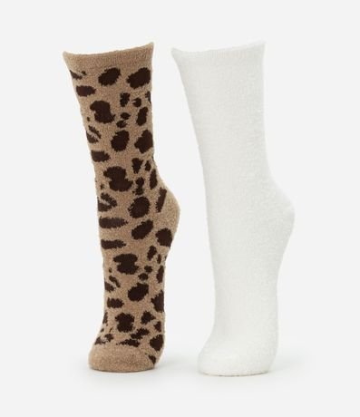 Kit 02 Medias Caña Larga en Chenille