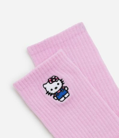 Media Caña Larga en Algodón Bordado Hello Kitty 4