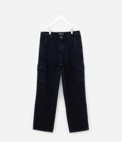 Pantalón Baggy Infantil en Jeans con Bolsillos Cargo - Talle 5 a 14 años