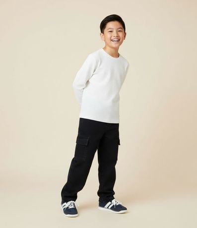 Pantalón Baggy Infantil en Jeans con Bolsillos Cargo - Talle 5 a 14 años