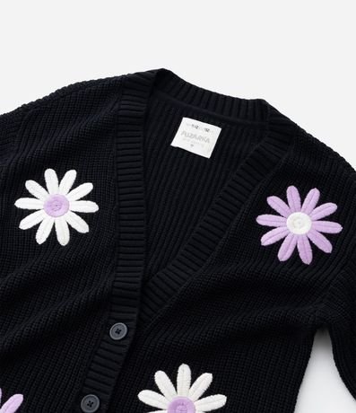 Cardigan Infantil en Punto con Bordado de Flores - Talle 5 a 14 años 7
