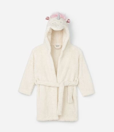 Bata de Baño Infantil en Fleece con Bordado Unicórnio - Talle 3 a 16 años